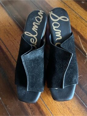 Sam Edelman Black Suede Crossover Slide Mules